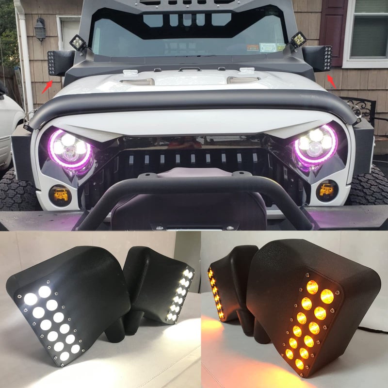 KMFCDAE Side View Mirror Housing with LED White DRL Amber Turn Signals Light Fit for Jeep Wrangler JK JKU 2007-2018 (1 Pair) - Image 2